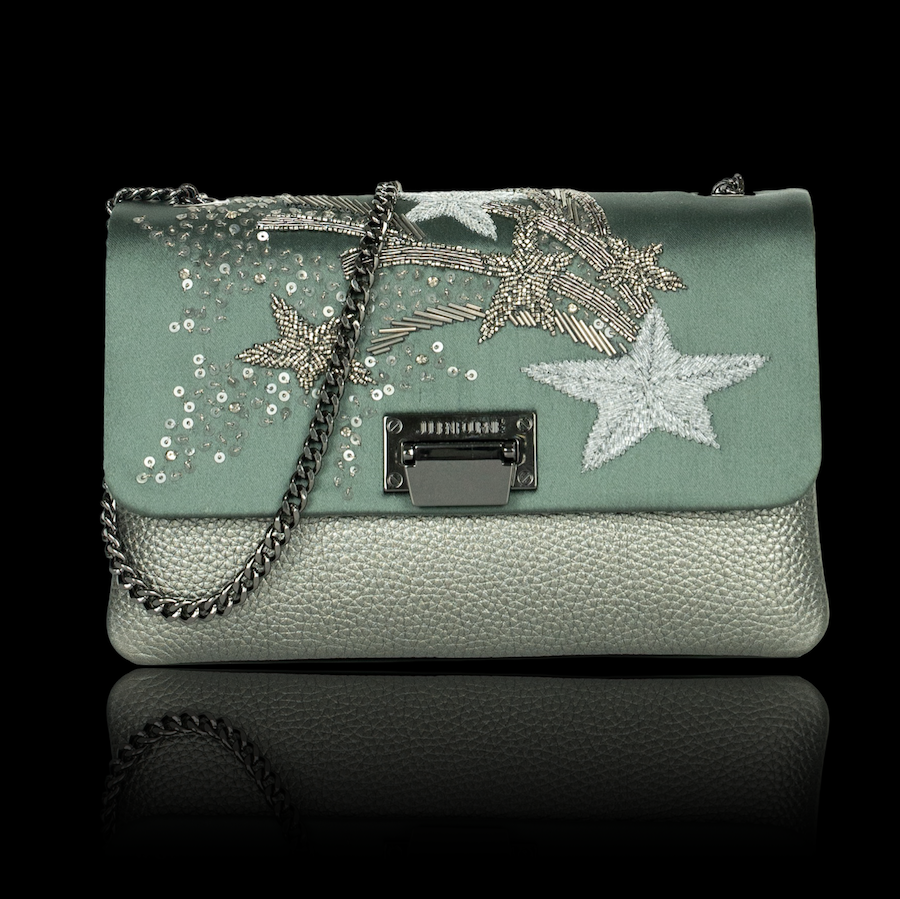 Women's Star Bag in silver leather with Swarovski crystal star